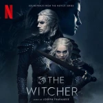 Promotional Netflix poster for The Witcher showing two armored characters, a man and a woman, with a sword across them and the title 'The Witcher' at the bottom.