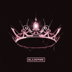 Pink ornate crown design on a dark background, with the Blackpink logo beneath it.