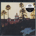 Hotel California album cover: sunset with palm trees and a building with domes; 'Original Master Recording' along the top.